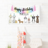 Banderoles Chien chiot Petite fille fête d'anniversaire (En situation)