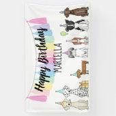 Banderoles Chien chiot Petite fille fête d'anniversaire (Vertical)