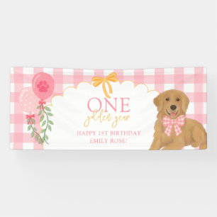 Banderoles Chien de Récupération Année Dorée Rose Un 1er Anni