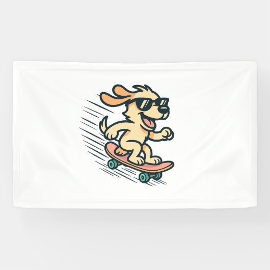 Banderoles Chien de Skateboard (Horizontal)