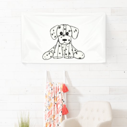 Banderoles Chien en dalmate dessin simple noir (En situation)