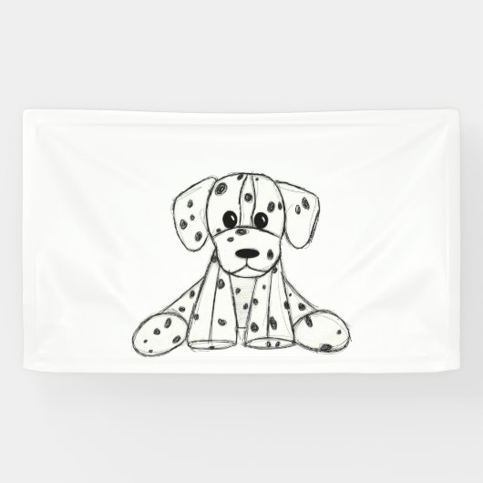 Banderoles Chien en dalmate dessin simple noir (Horizontal)