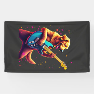 Banderoles Chien Golden Retriever Jouant de la Guitare Électr