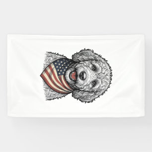 Banderoles Chien gribouillé patriotique Gravure vintage vecte