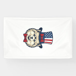 Banderoles Chien Patriotique Tête Gravure Vintage Design Vect