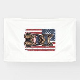 Banderoles Chien Terrier Patriotique Drapeau Vintage Vector D