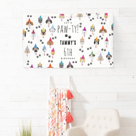 Banderoles Chiens de fête d'anniversaire Pawty mignons (En situation)