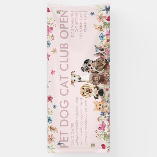 Banderoles Chiens Élevent de mignons chiots Open Party (Vertical)