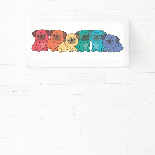 Banderoles Chiens mignons Gay pride Lgbtq Carlin Rainbow Flag (Insitu)