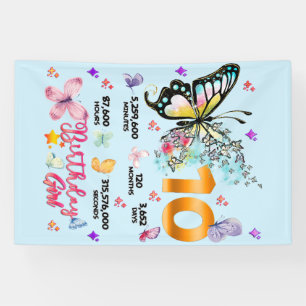 Banderoles Chiffres doubles papillons 10 ans papillons