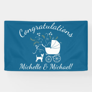 Banderoles Chihuahua Chien Baby shower Blue Boy
