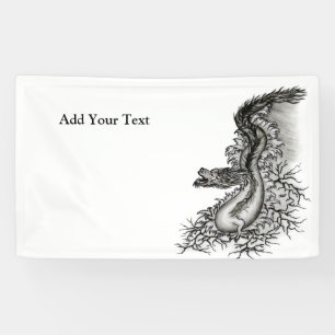 Banderoles Chine Dragon, noir et blanc Design en Tattoostyl