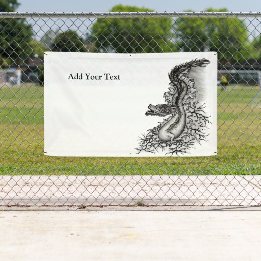 Banderoles Chine Dragon, noir et blanc Design en Tattoostyl (En situation)