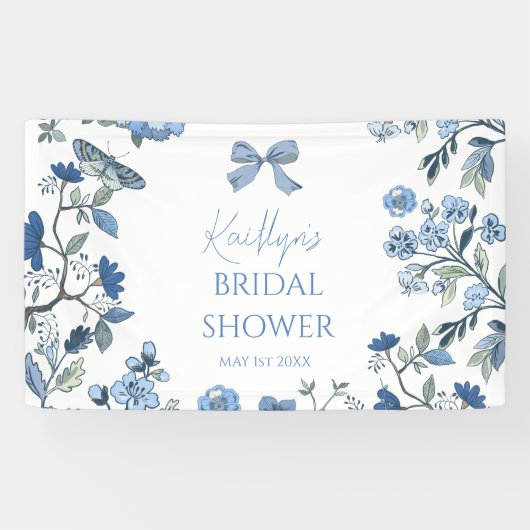 Banderoles Chinoiserie Bleu et Blanc (Horizontal)
