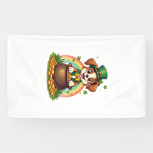 Banderoles Chiot de lutin chanceux vintage Arc-en-ciel Pot d'