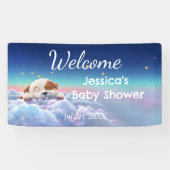 Banderoles Chiot Sur Un Baby shower Nuageux (Horizontal)