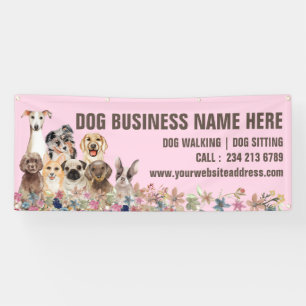 Banderoles Chiots roses floral botanique garde de chiens