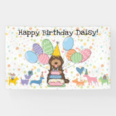 Banderoles Chocolat Tan Cockapoo Chien Cavapoo Anniversaire (Horizontal)