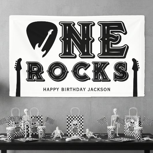 Banderoles Choix de guitare One Rocks 1er anniversaire blanc