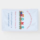 Banderoles Choo Choo Train Boys 1er anniversaire Blue Party B (Horizontal)