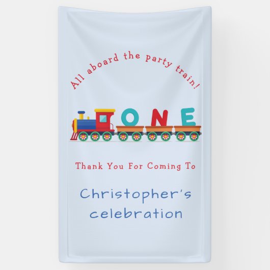 Banderoles Choo Choo Train Boys 1er anniversaire Blue Party B (Vertical)