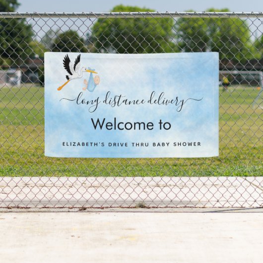 Banderoles Chou garçon bleu cigogne conduire à travers le bab (En situation)