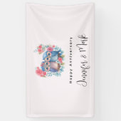 Banderoles Chouettes amoureuses Assis sur un arbre Anniversai (Vertical)