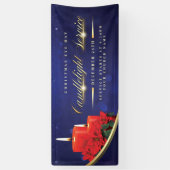 Banderoles Christmas Eve Candlelight Poinsettia Blue Church (Vertical)