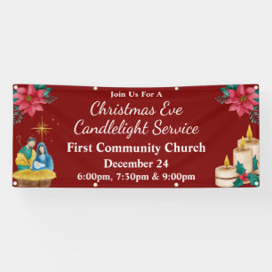 Banderoles Christmas Eve Candlelight Service Church Événement