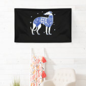 Banderoles Christmas Greyhound Dog Wearing an Ugly Sweater Bl (En situation)