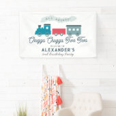 Banderoles Chugga Chugga Deux Train Blue Boy 2e Anniversaire (En situation)