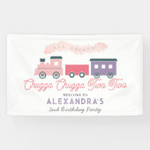 Banderoles Chugga Chugga Deux Train Rose Girl 2e Anniversaire (Horizontal)