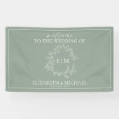 Banderoles Cimetière vert de Sage moderne Monogram Mariage Ba (Horizontal)