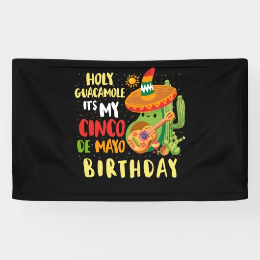 Banderoles Cinco De Mayo Anniversaire Saint-Guacamole Mexicai (Horizontal)