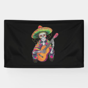 Banderoles Cinco De Mayo Skeleton Skull Fiesta Guitare