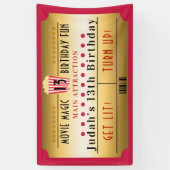 Banderoles Cinema Movie Popcorn Billet fête d'anniversaire Ba (Vertical)