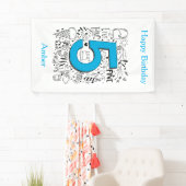 Banderoles CINQ ans 5e carte d'anniversaire bleue (En situation)