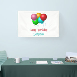 Banderoles Cinq ballons d'anniversaire Texte personnalisable
