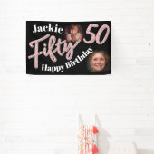 Banderoles Cinquante 50e anniversaire deux script photo rose (Insitu)
