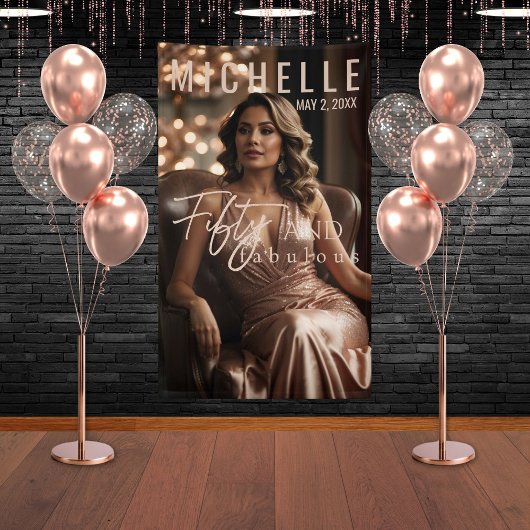 Banderoles Cinquante ans et Fabuleuse Fête d'anniversaire Gla