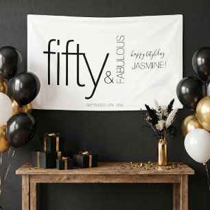 Banderoles Cinquante ans et Fabuleux Joyeux Anniversaire en N