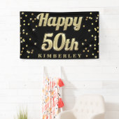 Banderoles Cinquantième noir heureux de confettis de (En situation)