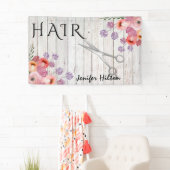 Banderoles Ciseaux floraux en bois de glam (En situation)