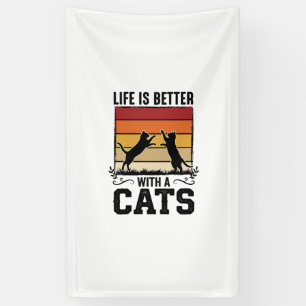 Banderoles Citation Chats Vintage Design Rétro Coucher de Sol