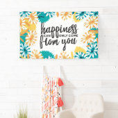 Banderoles Citations de bonheur avec Motif de fleurs (En situation)