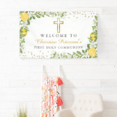 Banderoles Citron vert Première Communion Sainte Bienvenue (En situation)