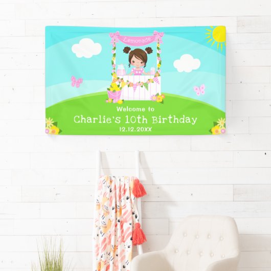 Banderoles Citronade rose Brown Coiffeuse Bienvenue (En situation)