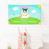 Banderoles Citronade rose Fille à cheveux noirs Accueil (En situation)