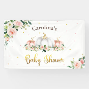 Banderoles Citrouille Baby shower Rose Et Gold Bienvenue