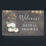 Banderoles Citrouille blanc Rustic Fall Fête des mariées Bien<br><div class="desc">Citrouille à fleurs blanches douche de nuptiale d'automne rustique,  affiche de bienvenue baby shower</div>
